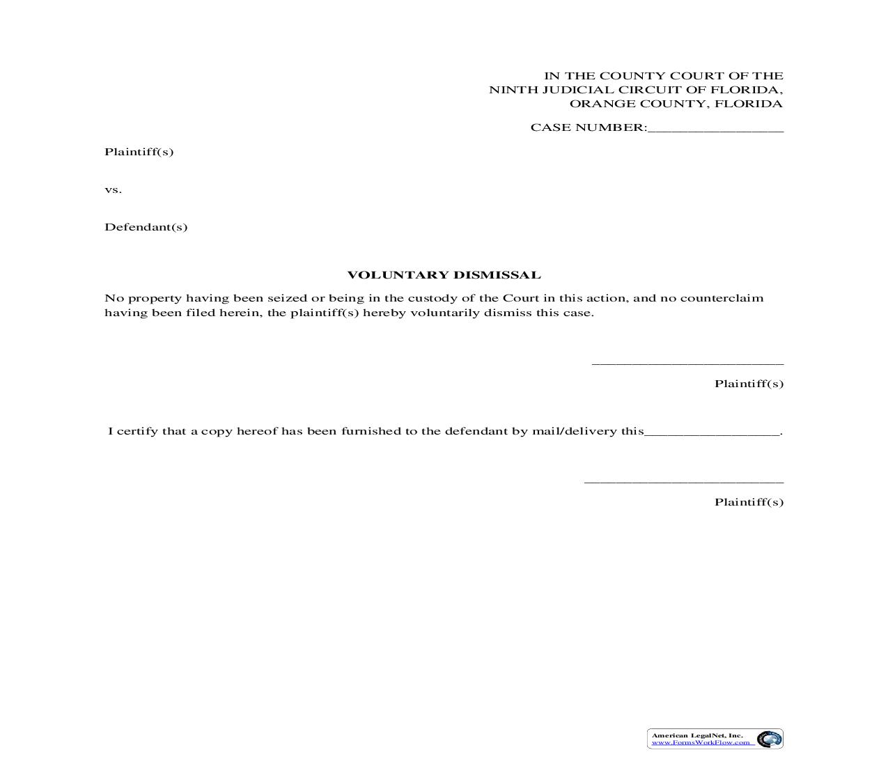 Voluntary Dismissal | Pdf Fpdf Doc Docx | Florida