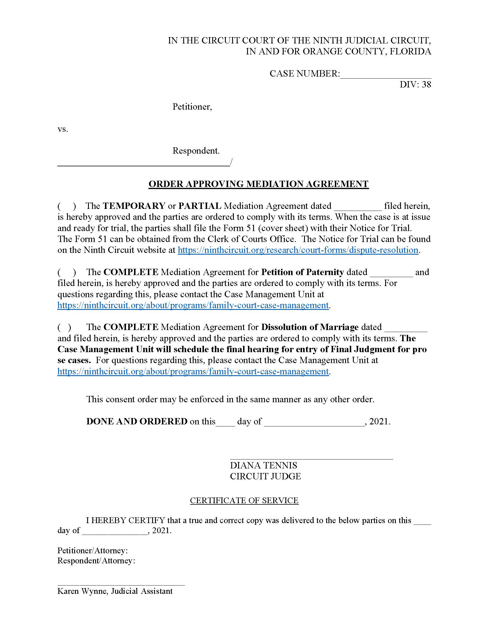 Order Approving Mediation Agreement | Pdf Fpdf Docx | Florida