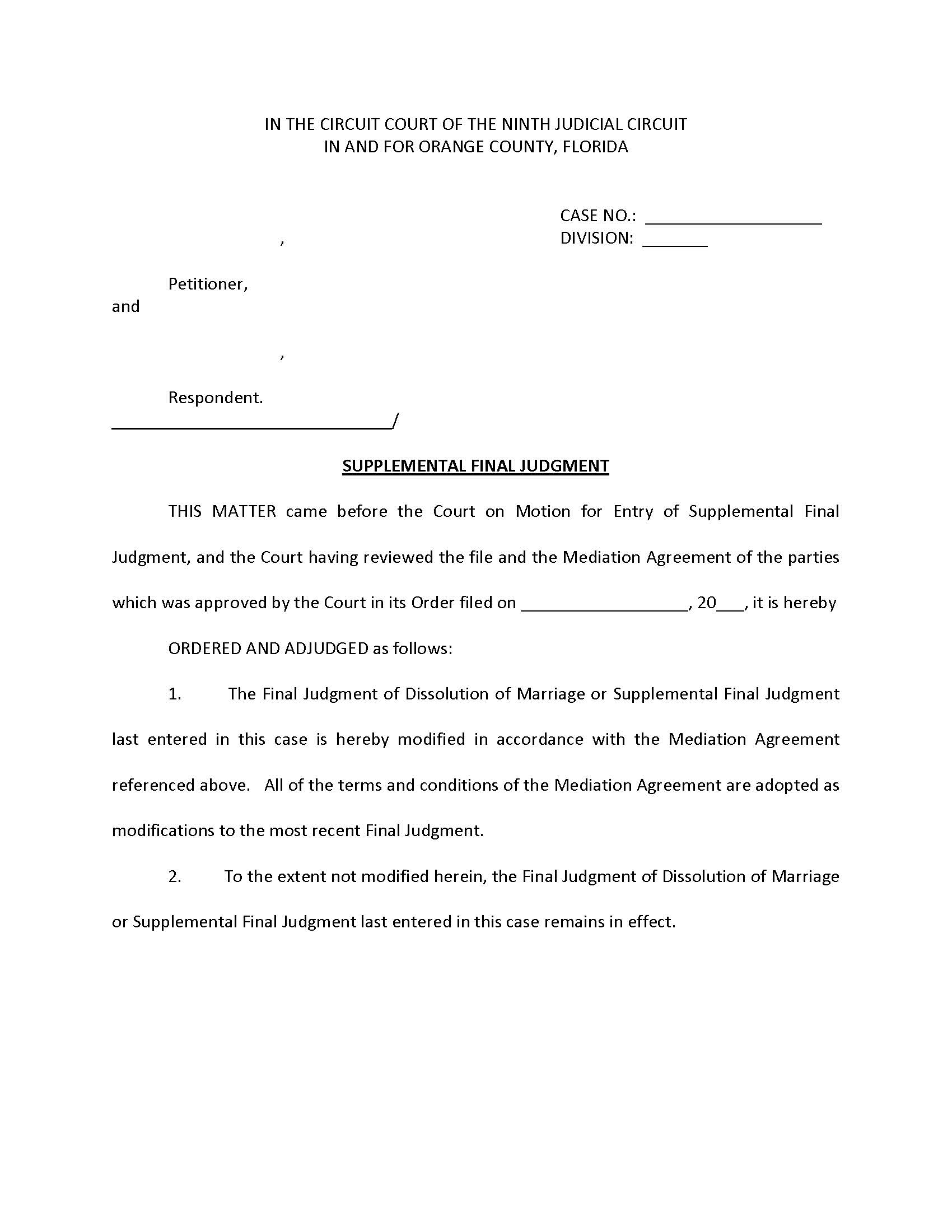 Supplemental Final Judgment | Pdf Fpdf Docx | Florida