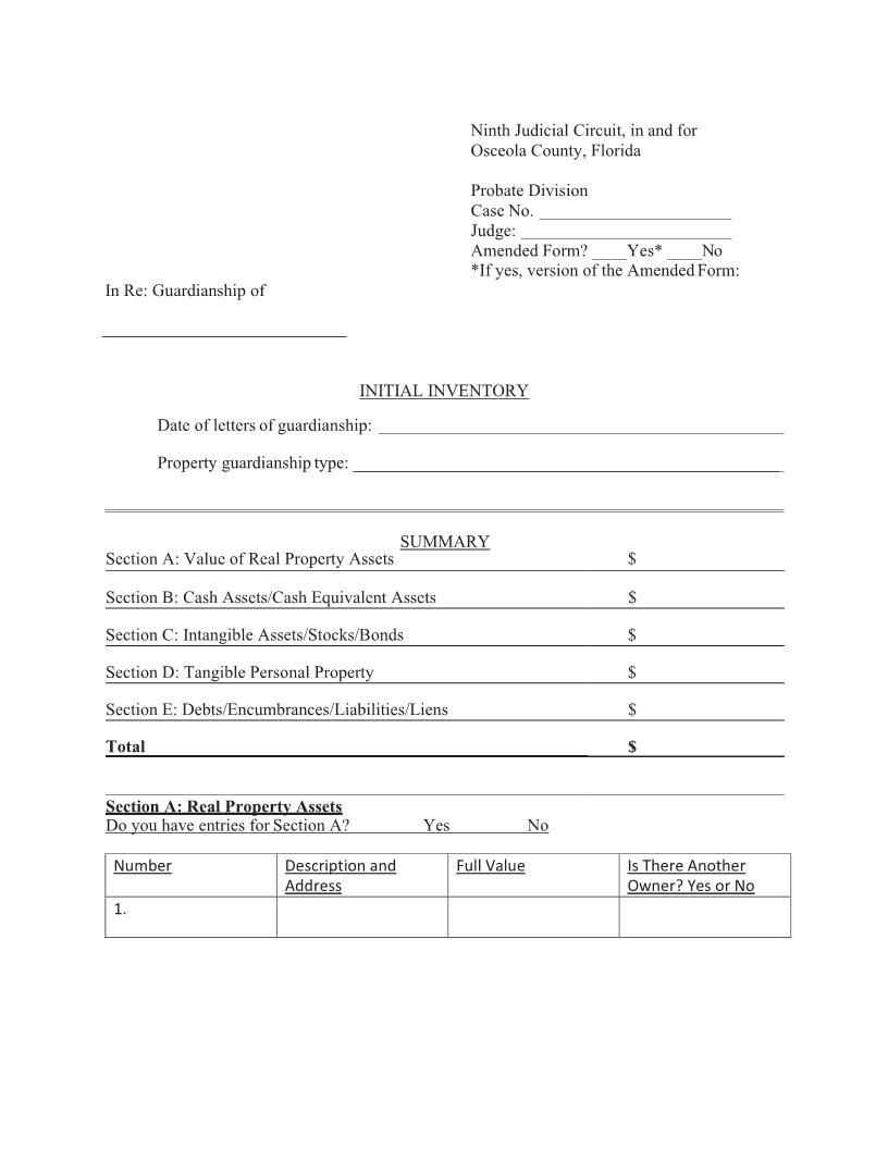 Initial Inventory | Pdf Fpdf Docx | Florida