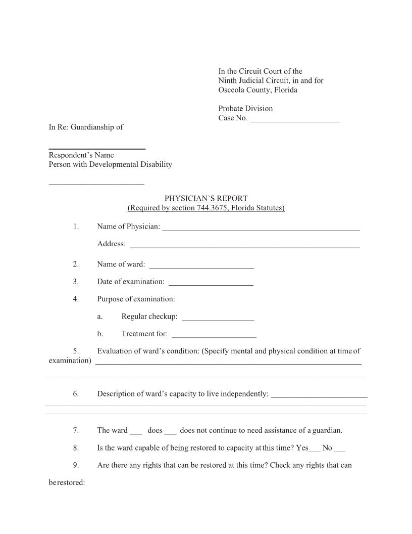 Physcians Report {Osc PR(G)} | Pdf Fpdf Docx | Florida