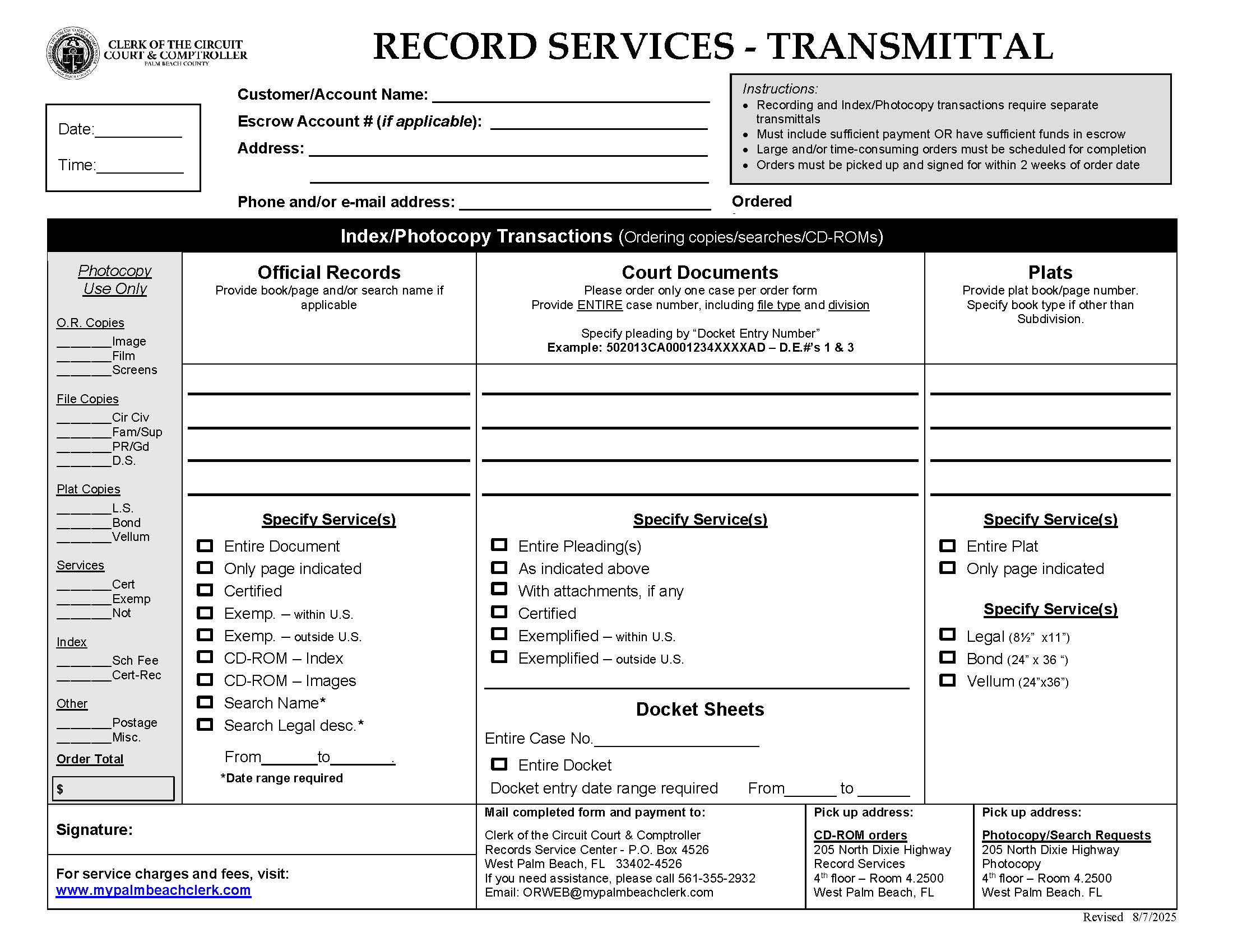 Records Services Transmittal | Pdf Fpdf Docx | Florida