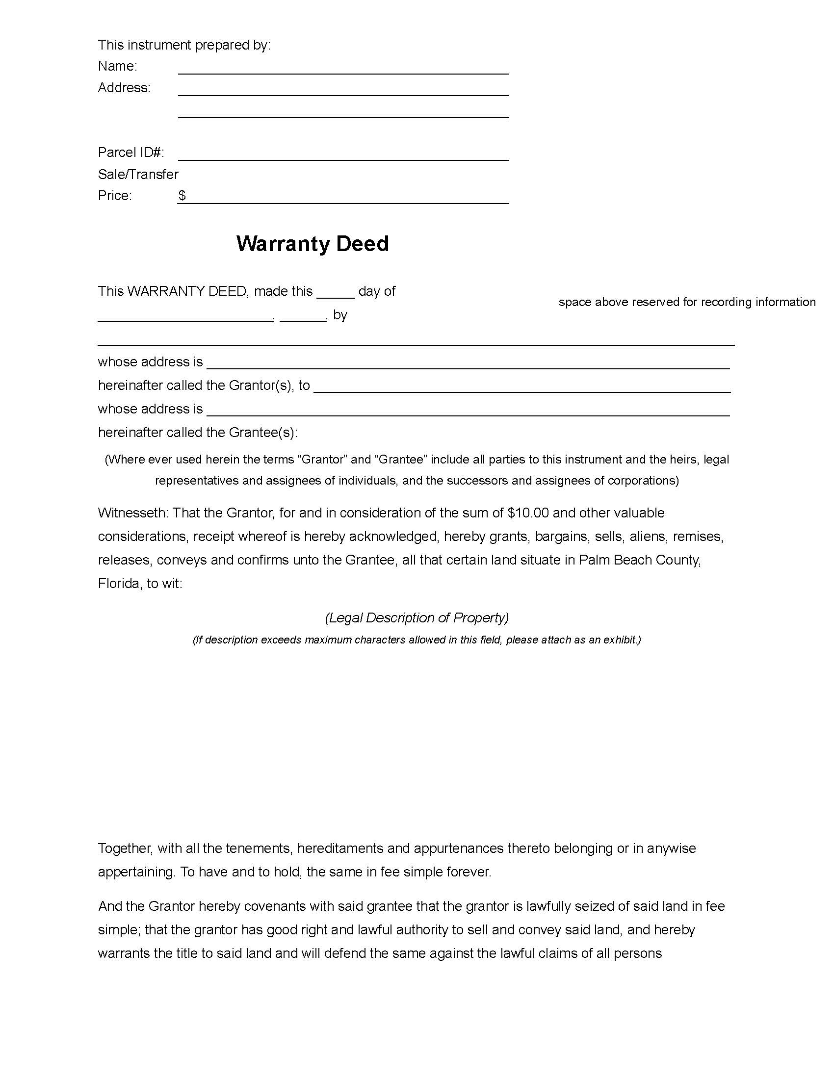 Warranty Deed | Pdf Fpdf Docx | Florida