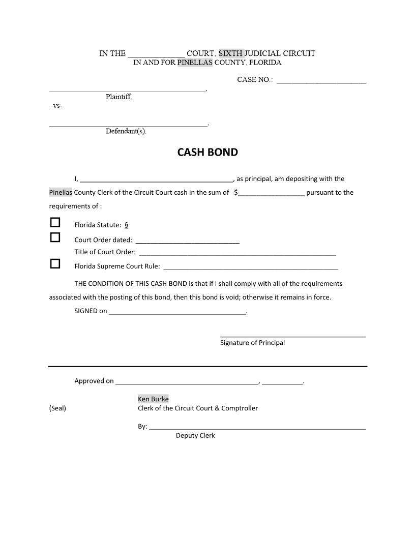Cash Bond | Pdf Fpdf Docx | Florida