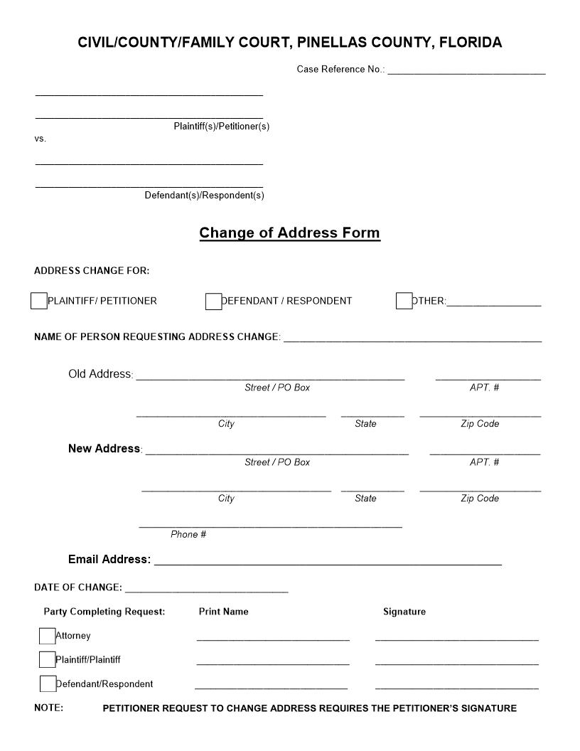 Change Of Address Form | Pdf Fpdf Docx | Florida