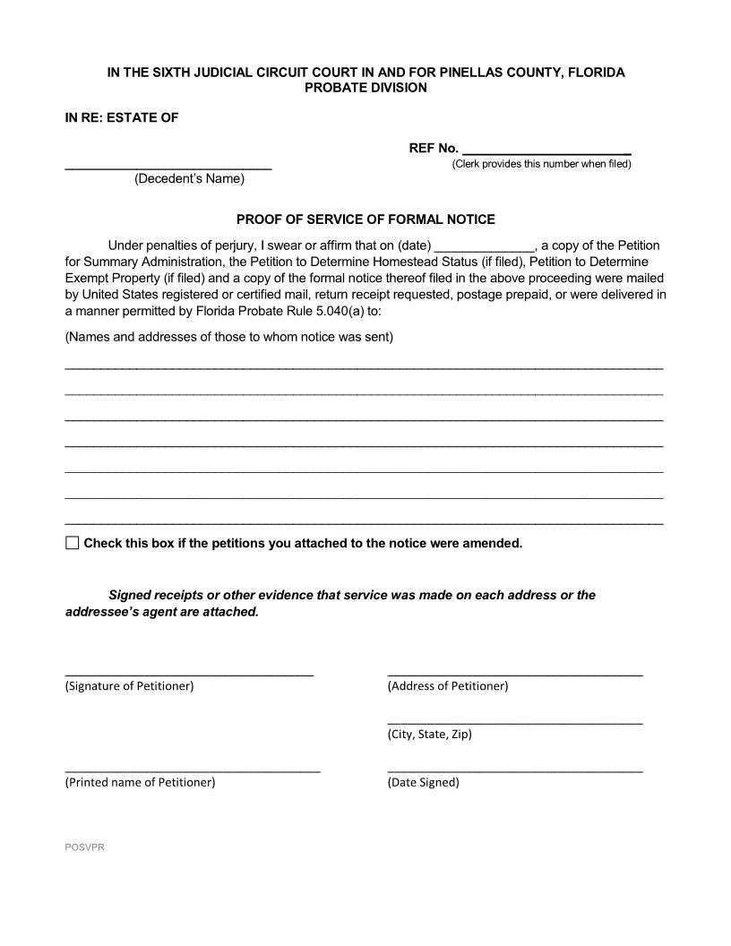Proof Of Service Of Formal Notice | Pdf Fpdf Docx | Florida