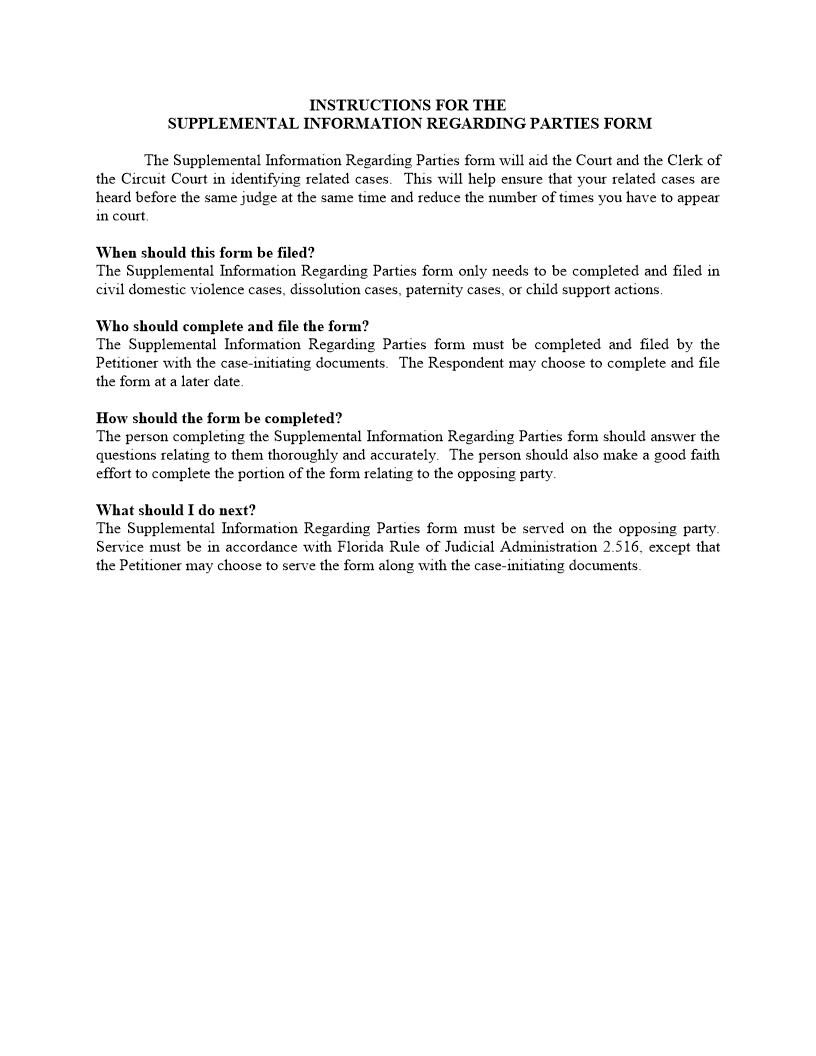 Supplemental Information Regarding Parties | Pdf Fpdf Docx | Florida