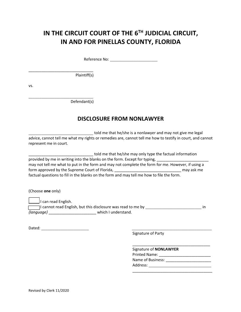 Disclosure From Nonlawyer | Pdf Fpdf Docx | Florida