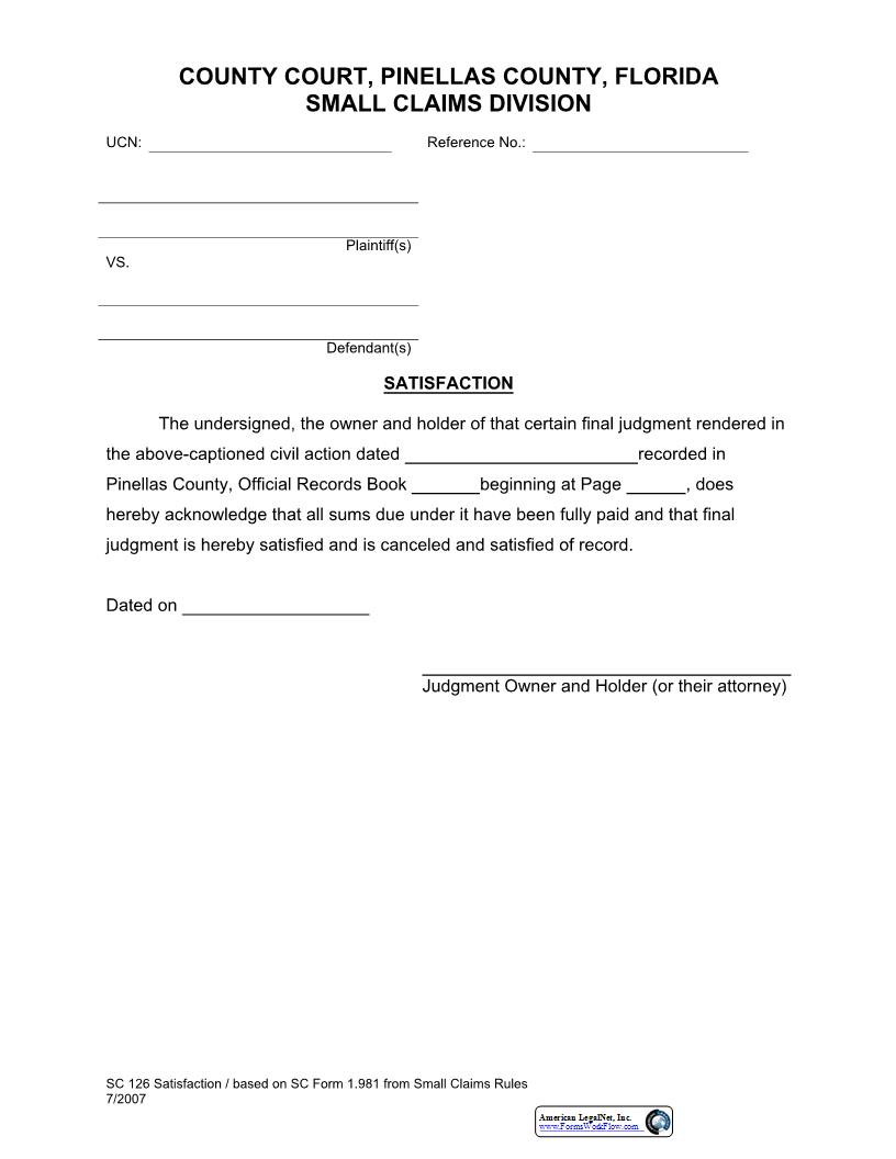 Satisfaction {SC 126} | Pdf Fpdf Docx | Florida