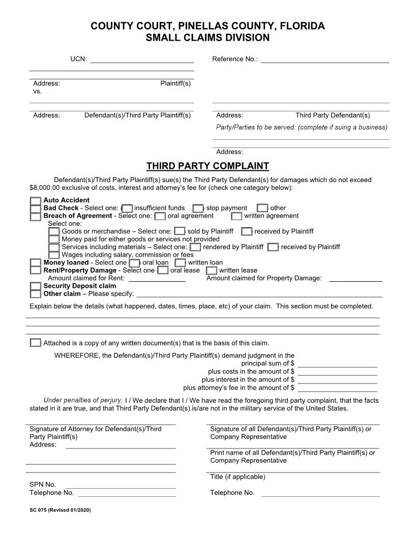 Third Party Complaint | Pdf Fpdf Doc Docx | Florida