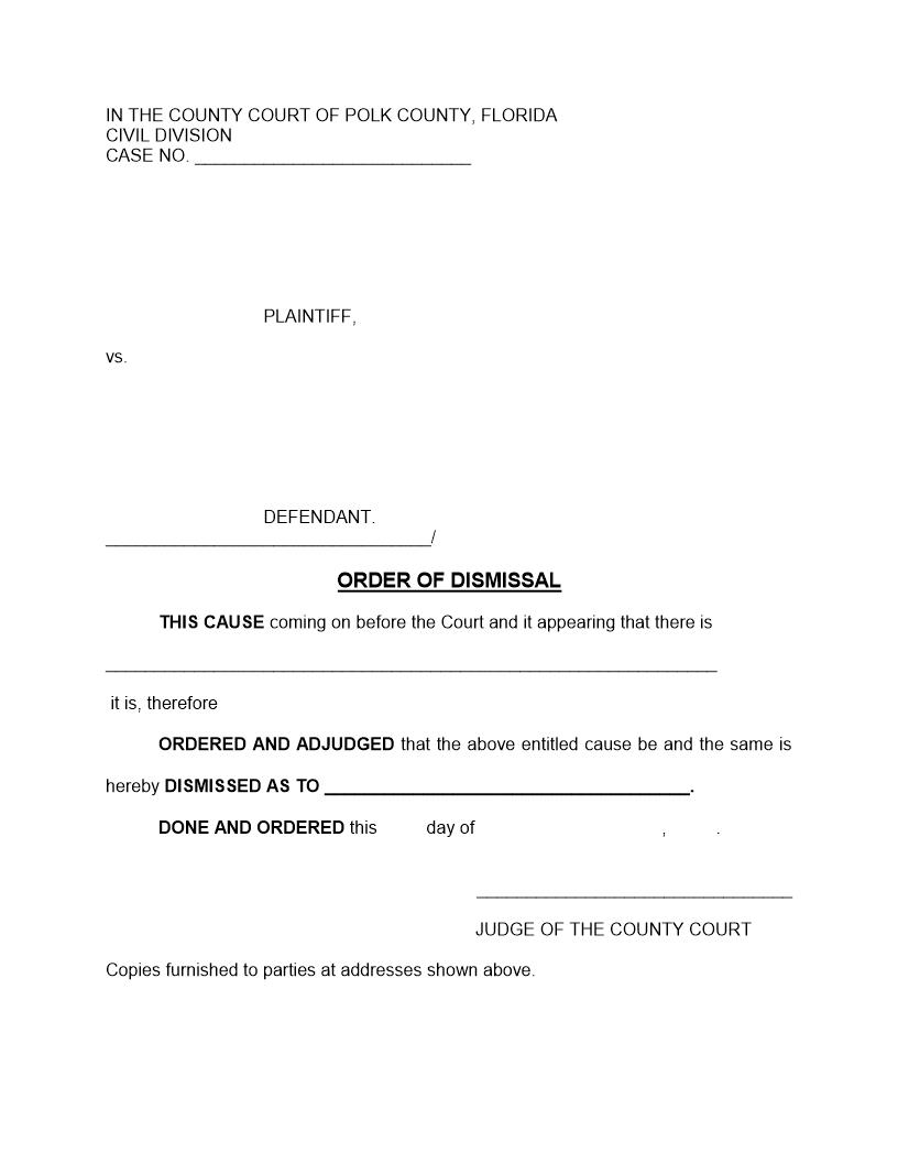Order Of Dismissal | Pdf Fpdf Docx | Florida