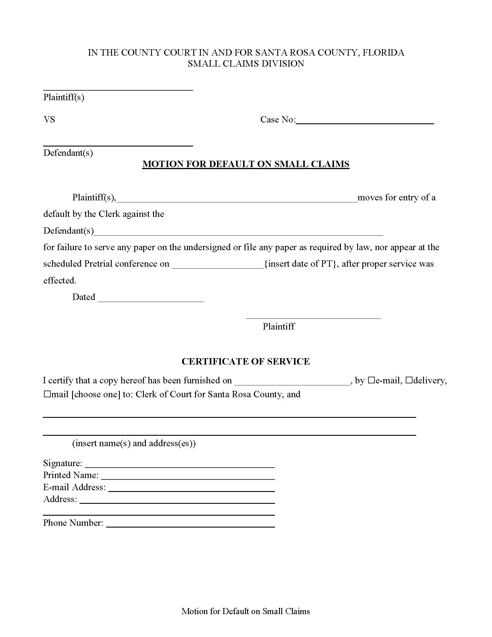 Motion For Default | Pdf Fpdf Doc Docx | Florida