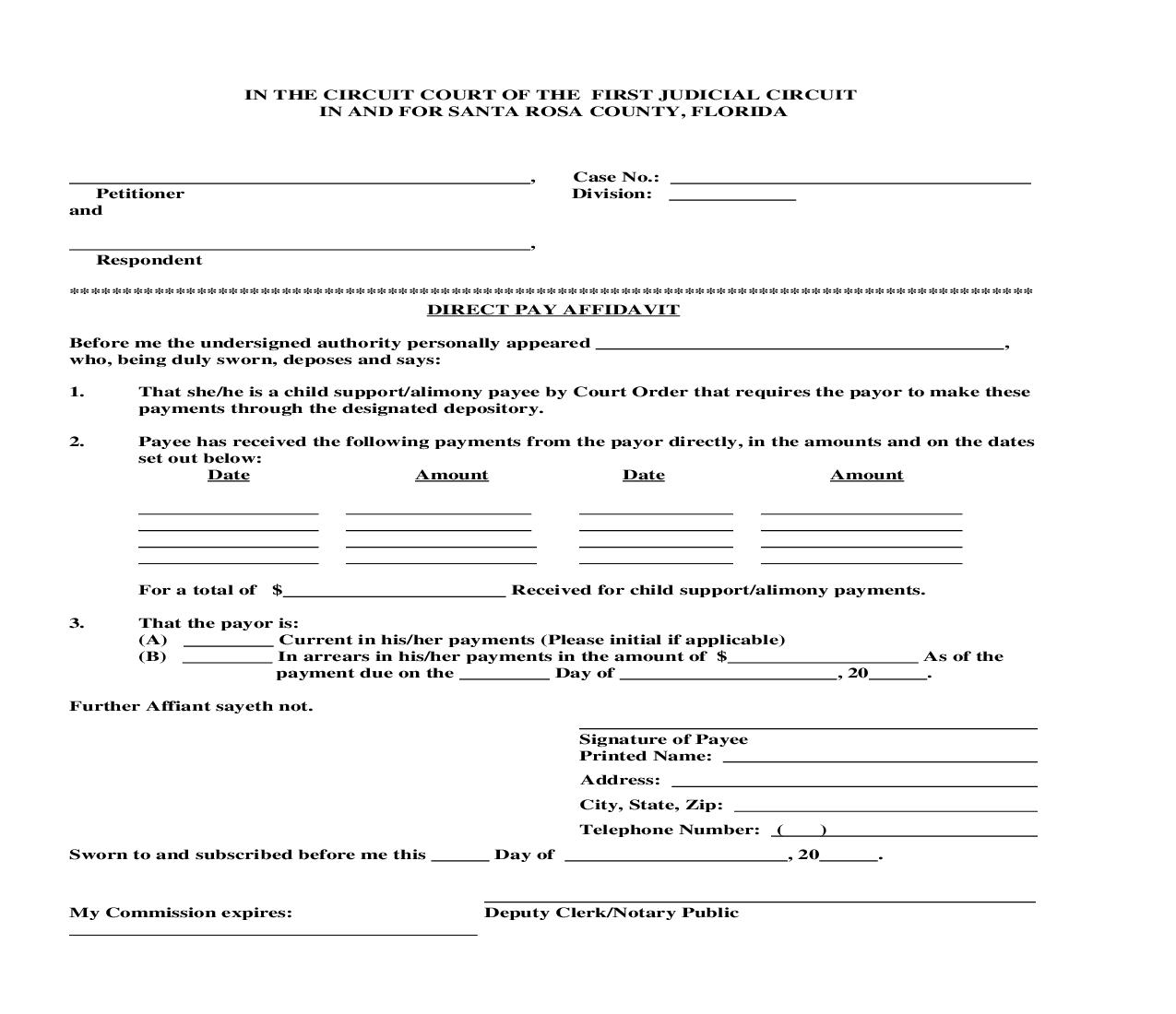 Direct Pay Affidavit | Pdf Fpdf Doc Docx | Florida