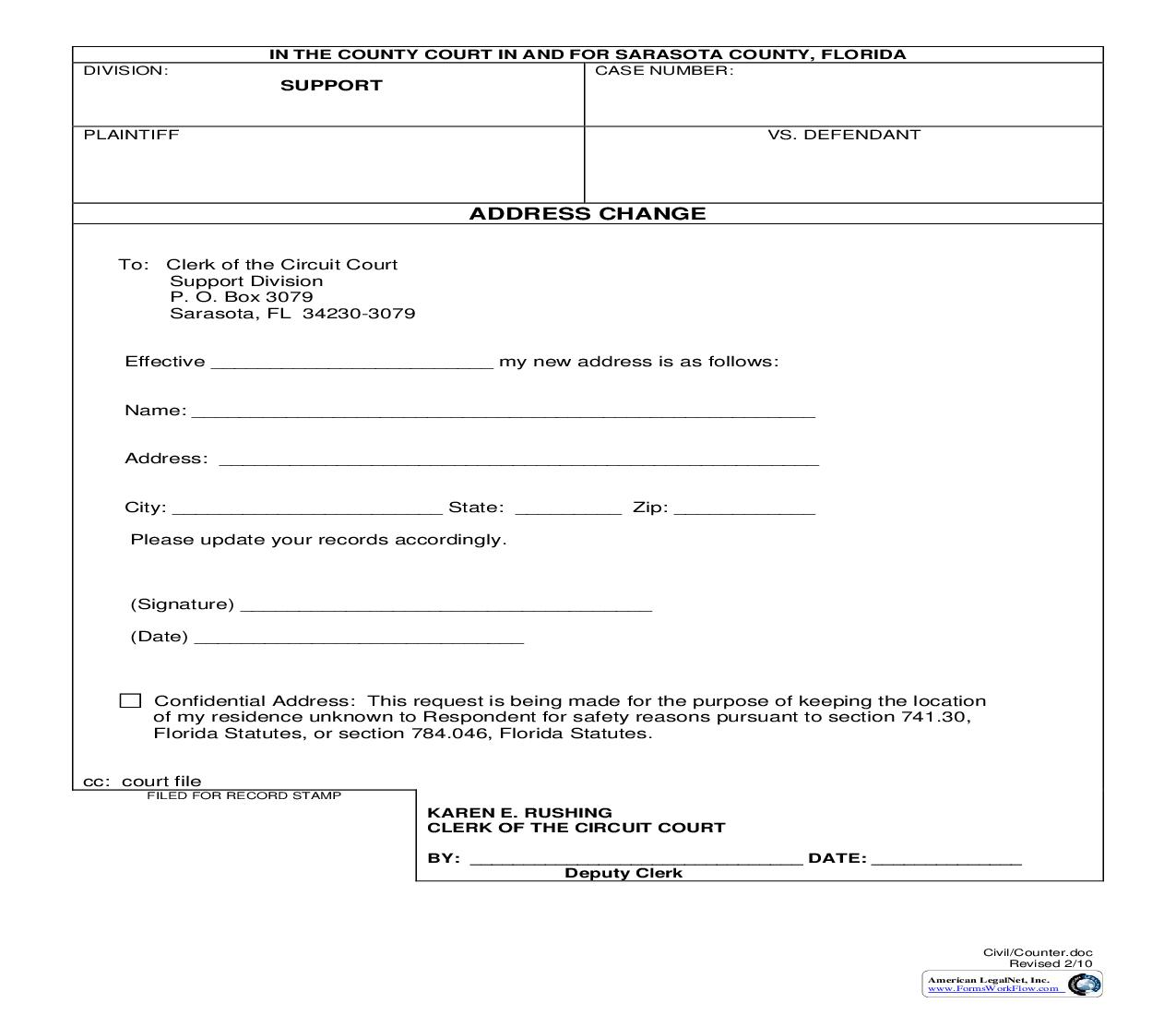 Address Change | Pdf Fpdf Doc Docx | Florida