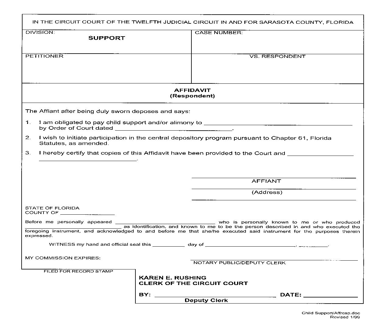 Affidavit Respondent | Pdf Fpdf Doc Docx | Florida