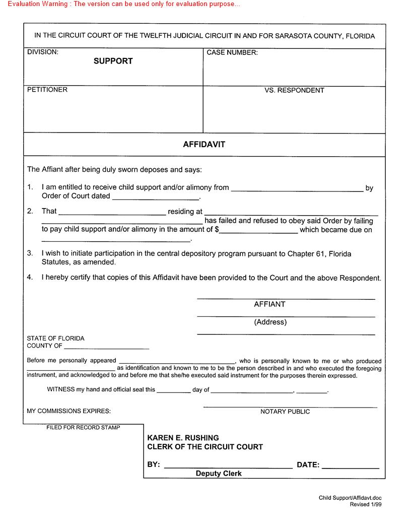 Affidavit | Pdf Fpdf Doc Docx | Florida
