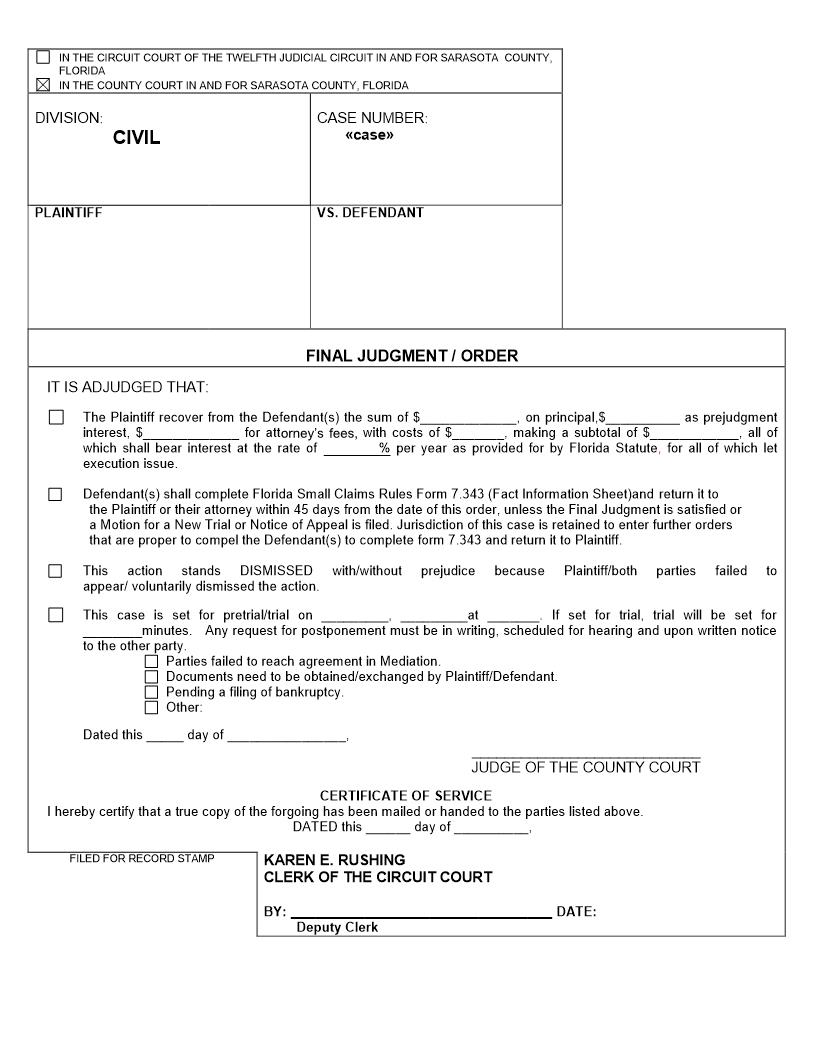Final Judgment-Order | Pdf Fpdf Docx | Florida