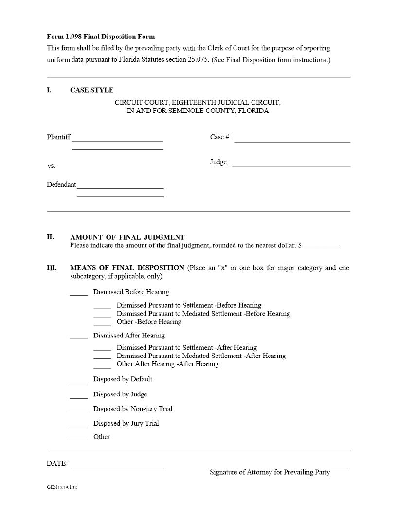 Final Disposition Form | Pdf Fpdf Docx | Florida