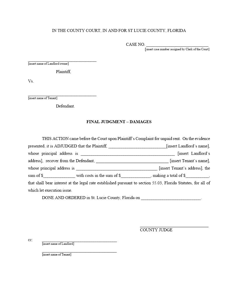 Final Judgment - Damages | Pdf Fpdf Docx | Florida