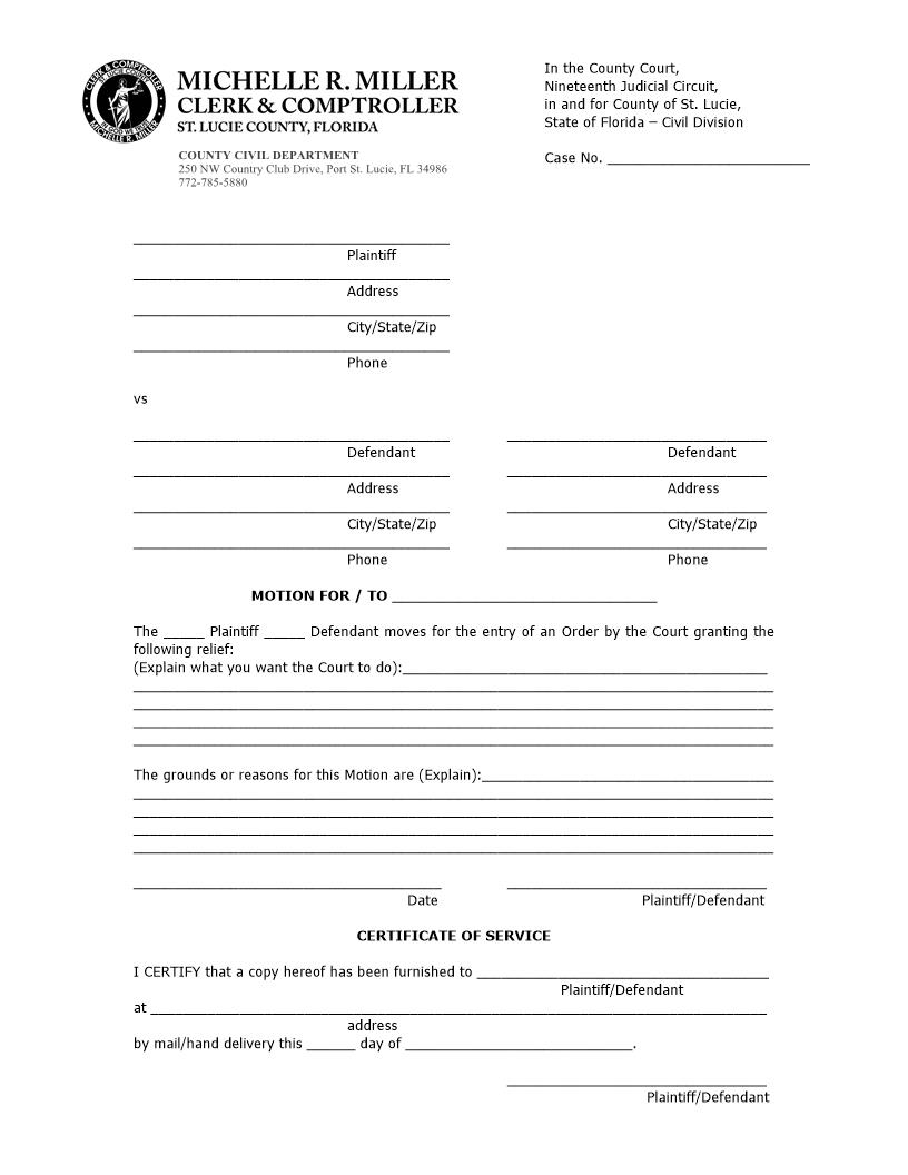 Motion For-To | Pdf Fpdf Doc Docx | Florida