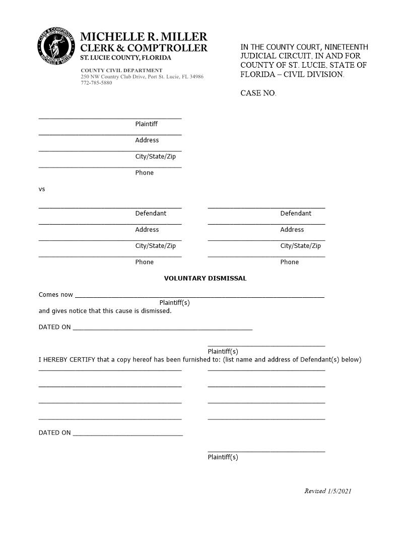 Voluntary Dismissal | Pdf Fpdf Doc Docx | Florida