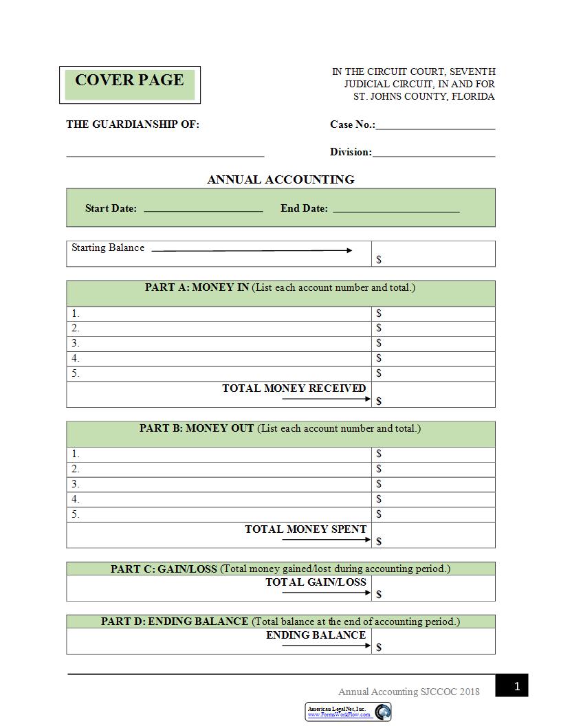 Annual Accounting (Guardianship) | Pdf Fpdf Docx | Florida