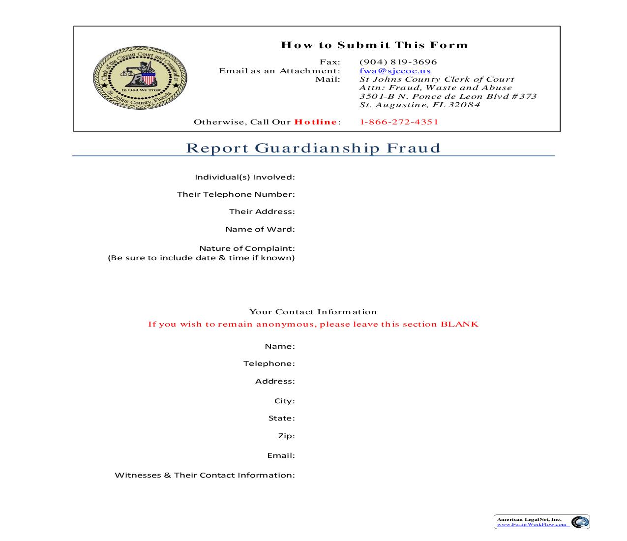 Report Guardianship Fraud | Pdf Fpdf Doc Docx | Florida