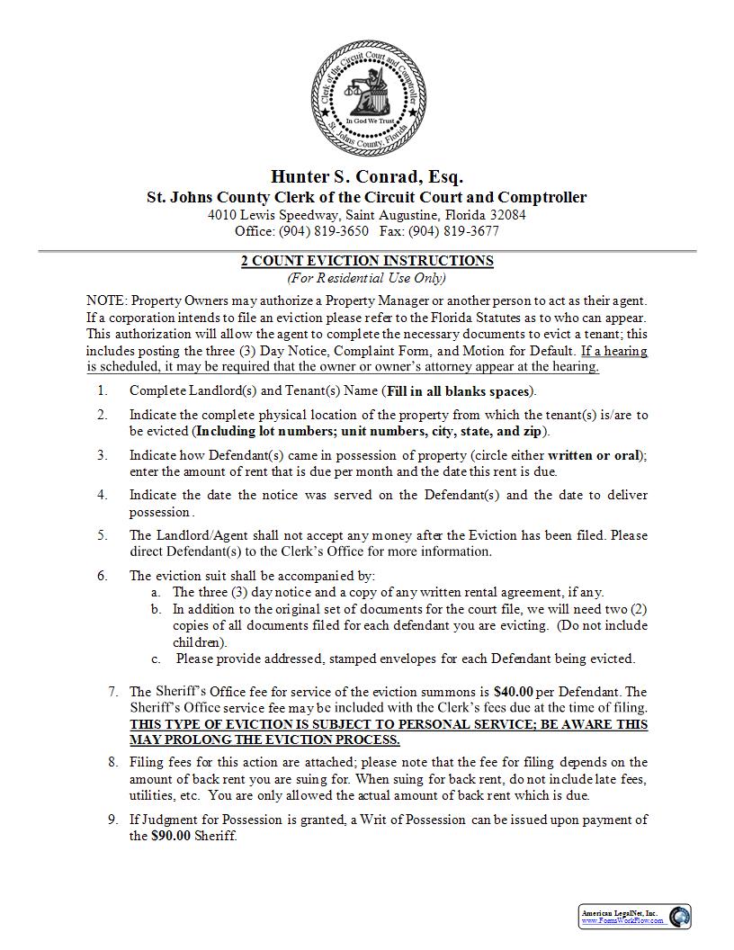 Complaint For Eviction Of Tenant For Non-Payment Of Rent - Action - Affidavit Of Damages | Pdf Fpdf Docx | Florida