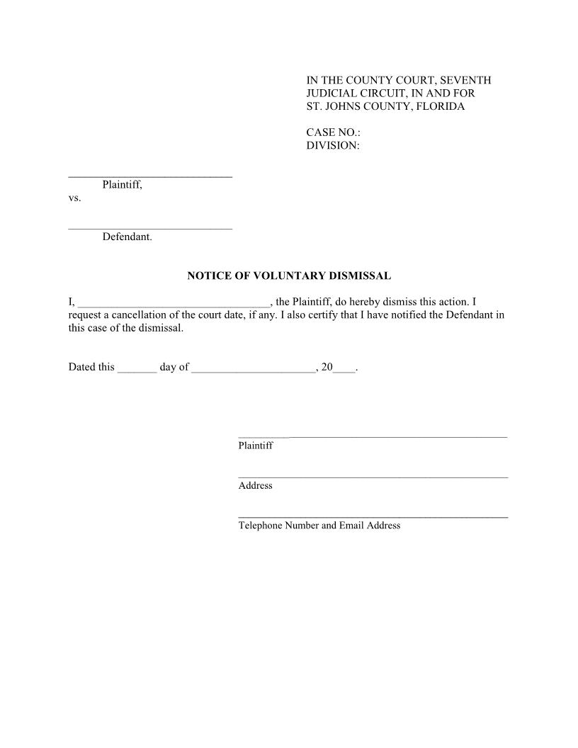 Notice Of Voluntary Dismissal | Pdf Fpdf Doc Docx | Florida
