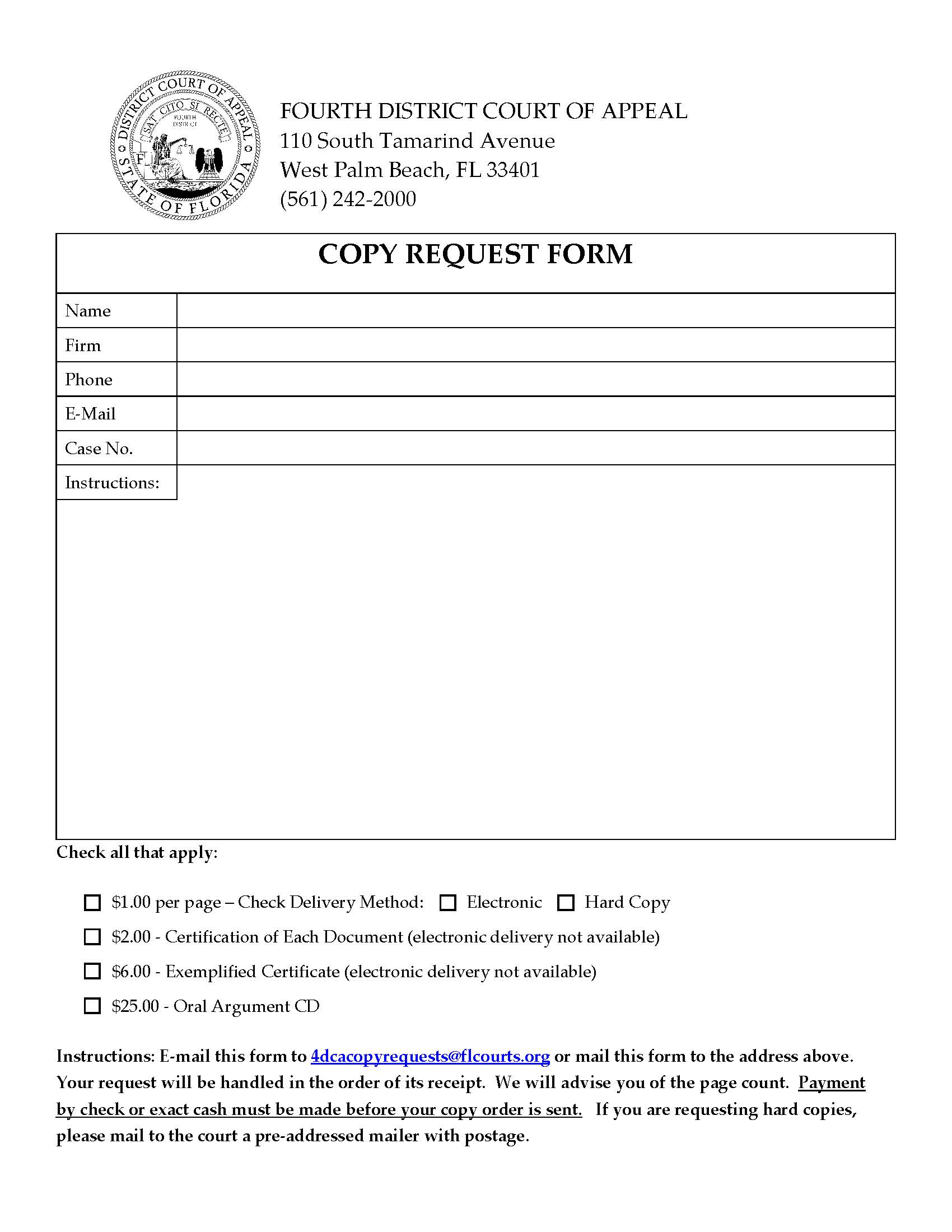 Copy Request Form | Pdf Fpdf Docx | Florida