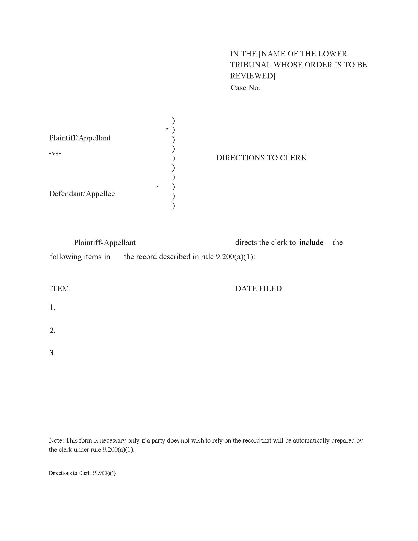 Directions To Clerk {9.900(g)} | Pdf Fpdf Docx | Florida