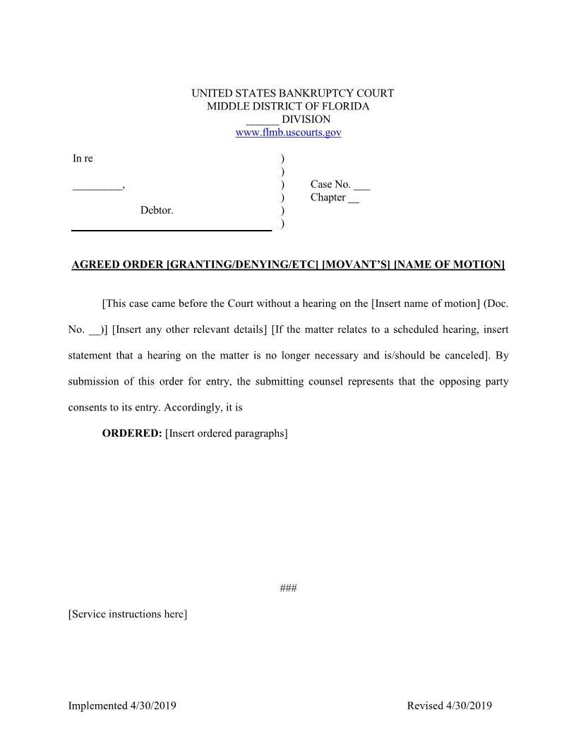 Agreed Order (Preamble) (Sample) | Pdf Fpdf Docx | Florida