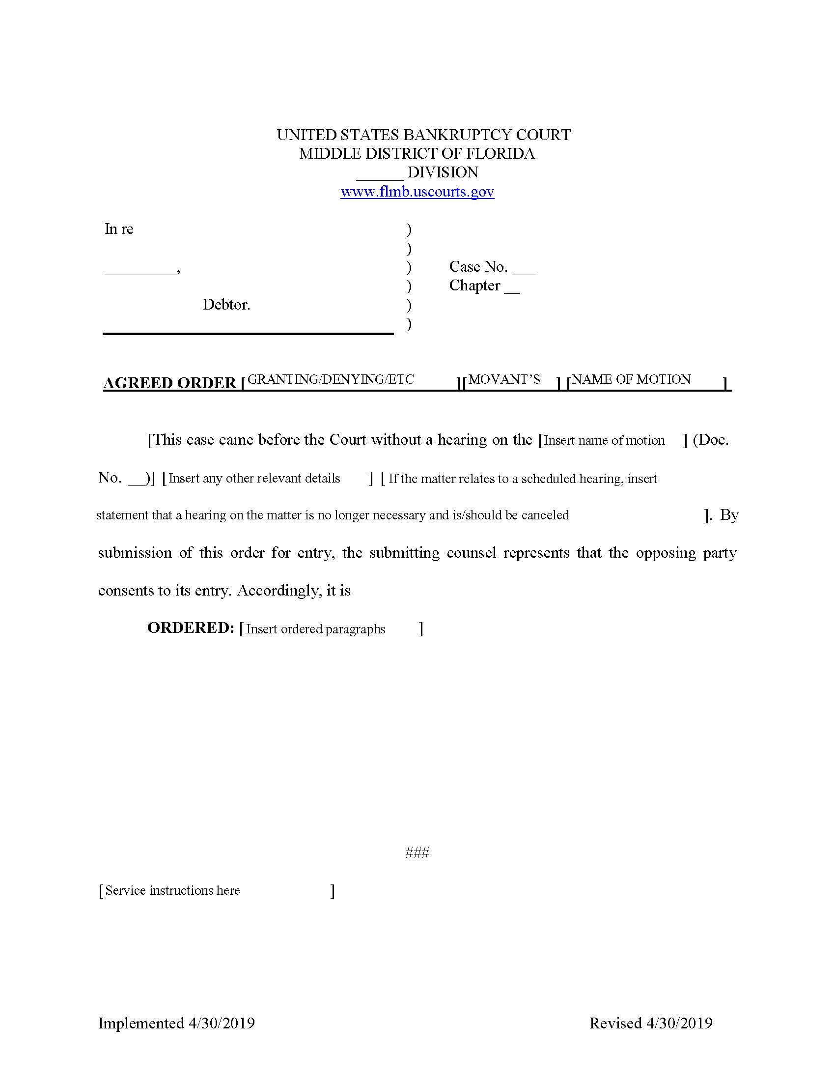 Agreed Order (Preamble) (Sample) | Pdf Fpdf Docx | Florida