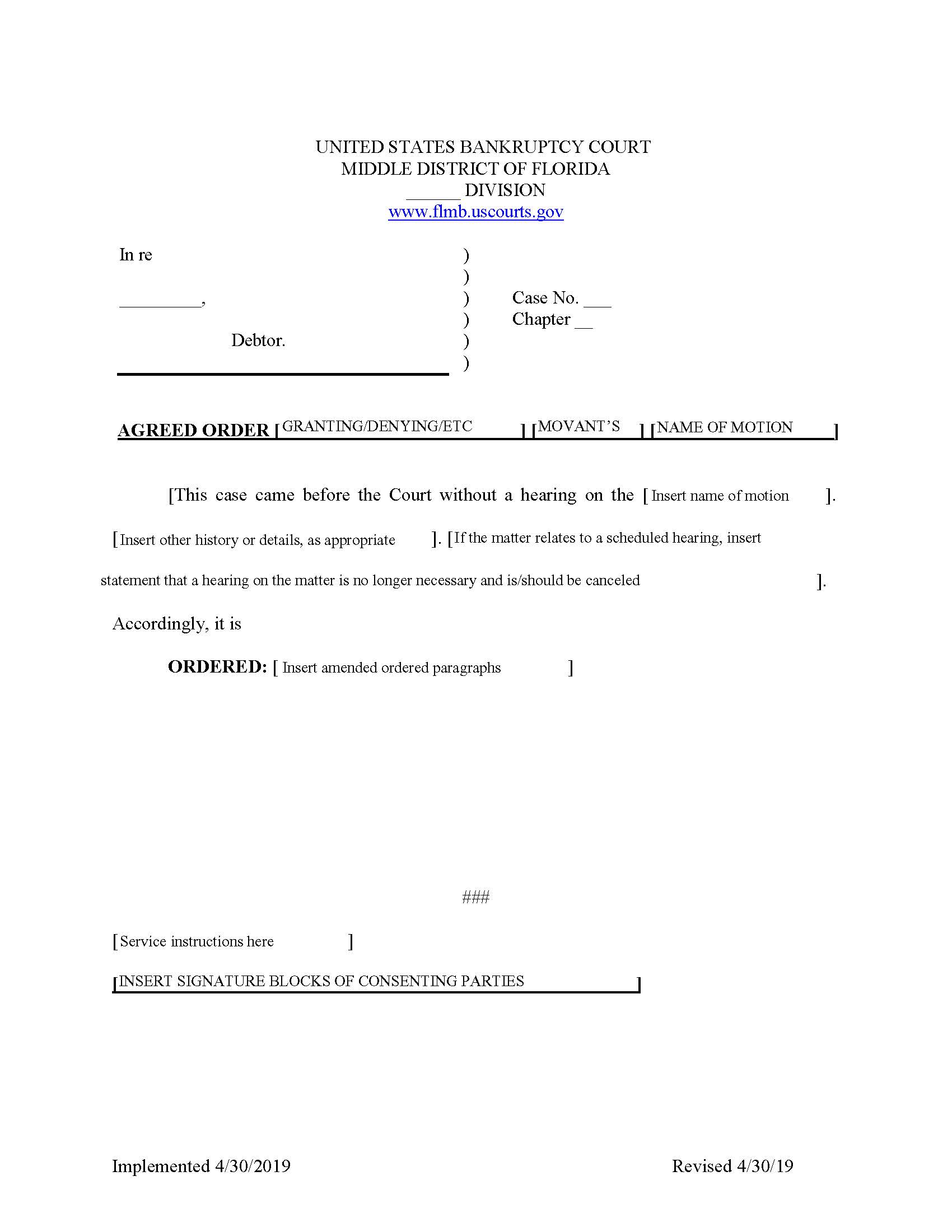 Agreed Order (With Signatures) (Sample) | Pdf Fpdf Docx | Florida