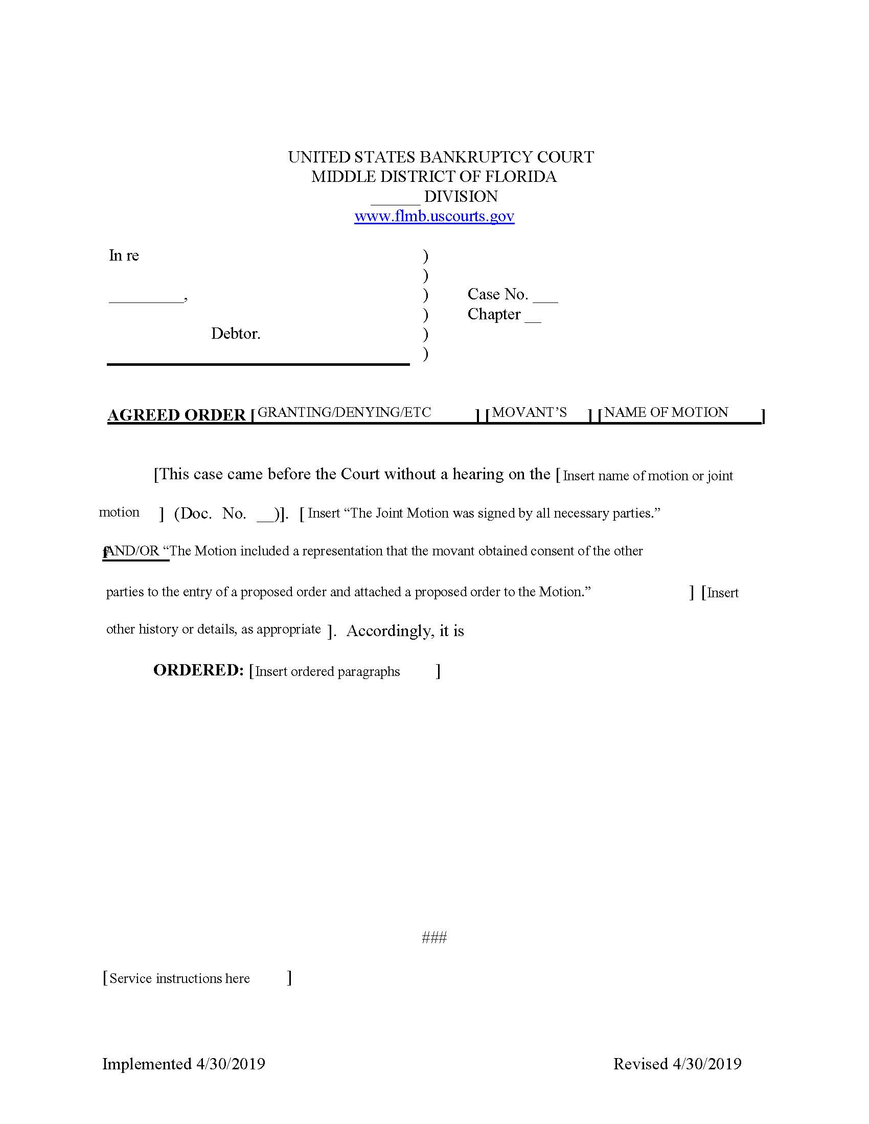 Agreed Order Joint Motion (Sample) | Pdf Fpdf Docx | Florida