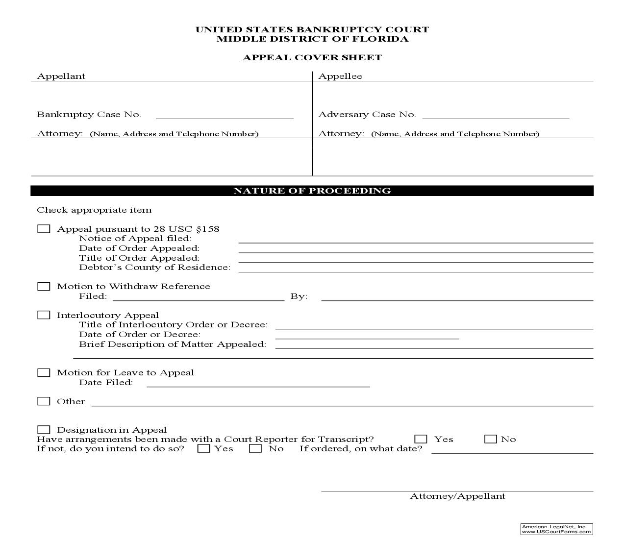 Appeal Cover Sheet | Pdf Fpdf Doc Docx | Florida