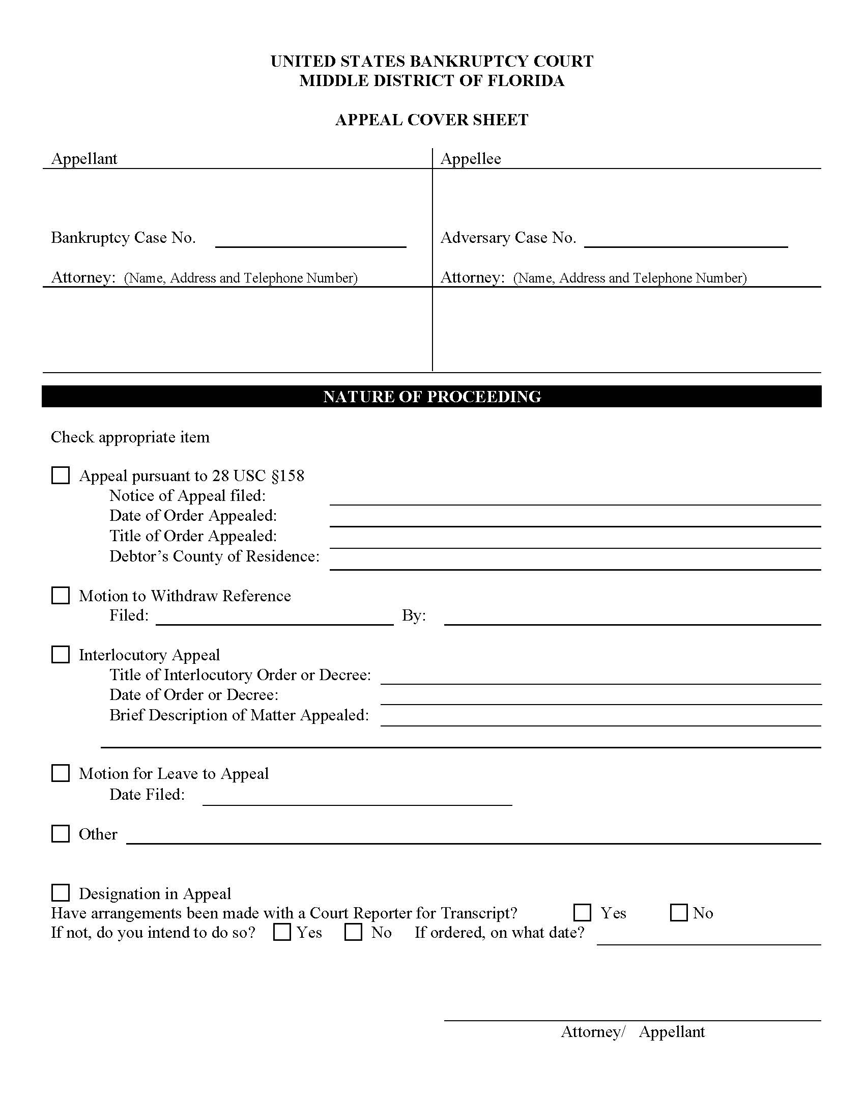 Appeal Cover Sheet | Pdf Fpdf Doc Docx | Florida