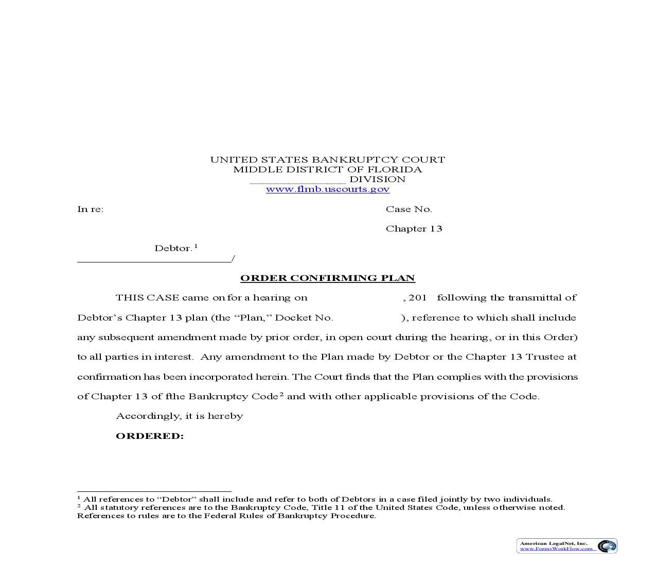 Order Confirming Plan (Chapter 13) | Pdf Fpdf Doc Docx | Florida