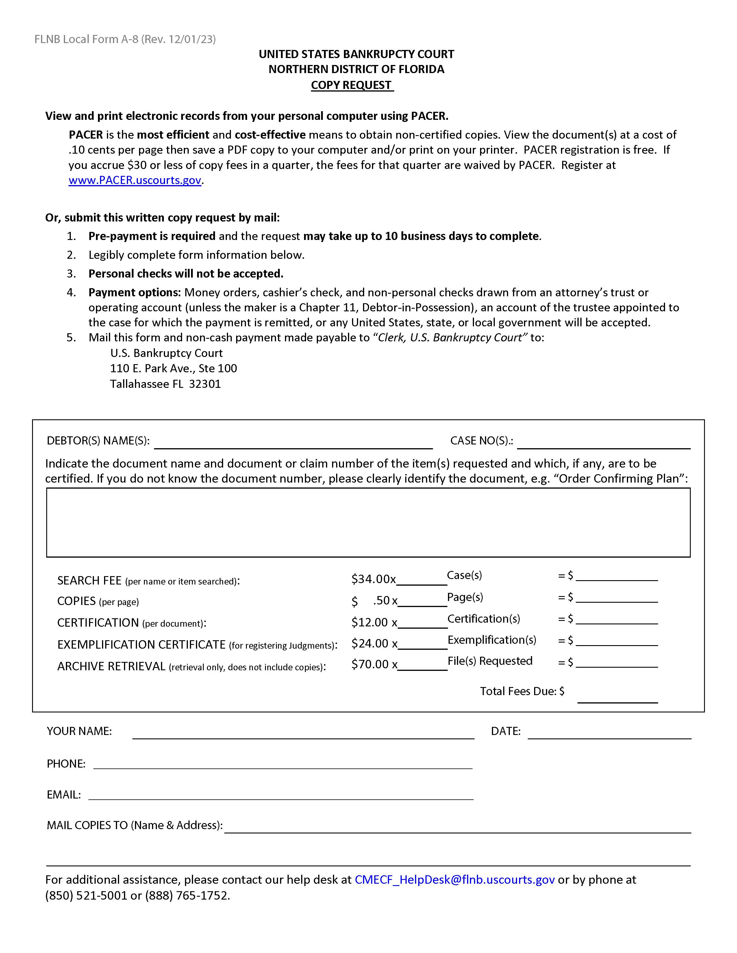 Copy Request {A-8} | Pdf Fpdf Doc Docx | Florida