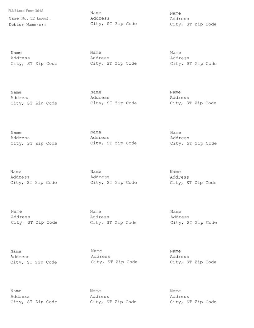 Matrix - List Of Creditors {LF36-M} | Pdf Fpdf Docx | Florida