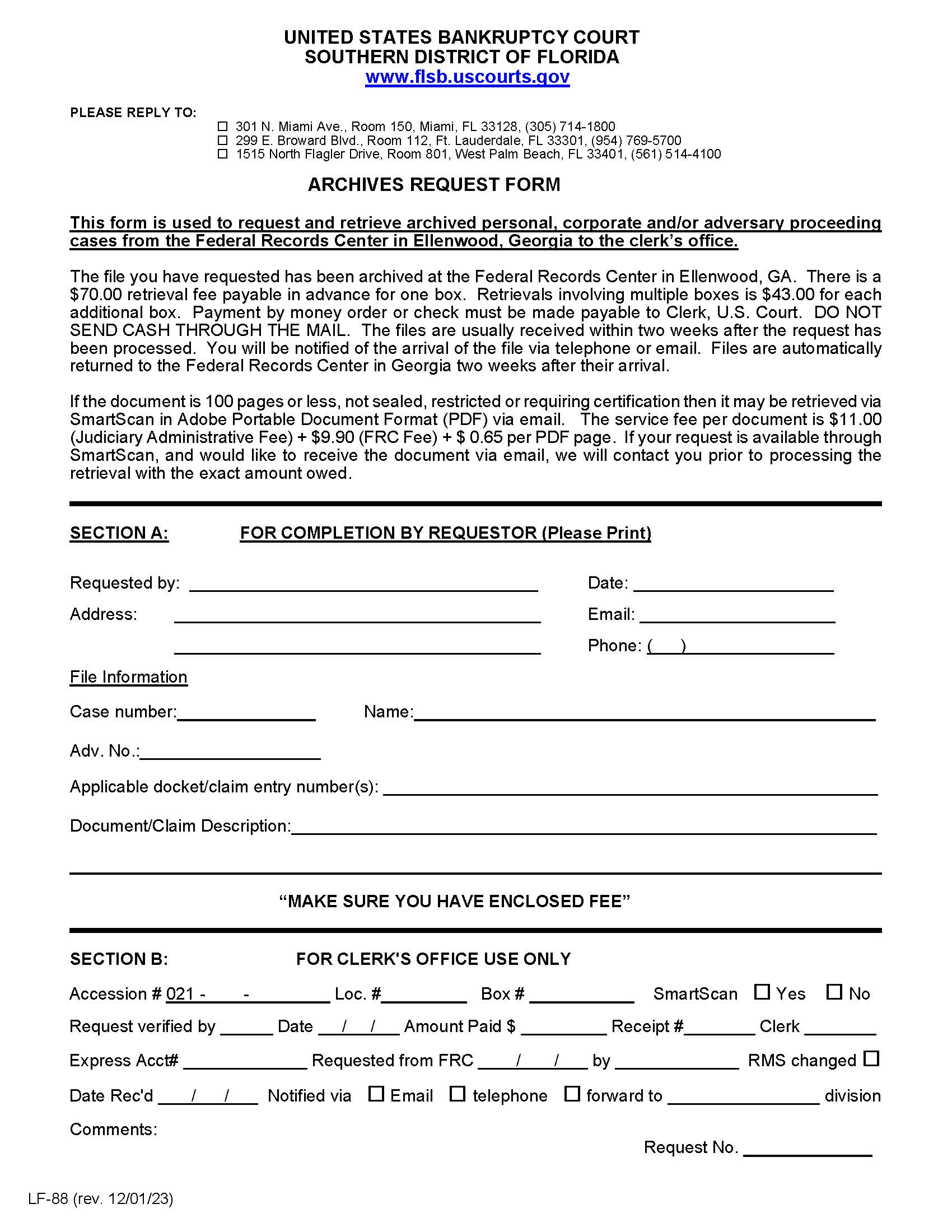 Archives Request Form {LF-88} | Pdf Fpdf Doc Docx | Florida