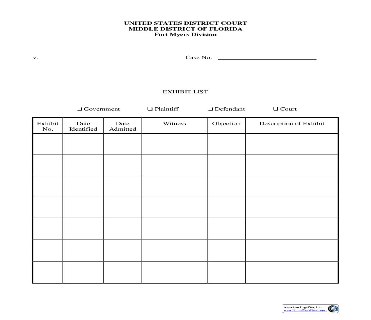 Exhibit List - Ft Myers Division | Pdf Fpdf Doc Docx | Florida