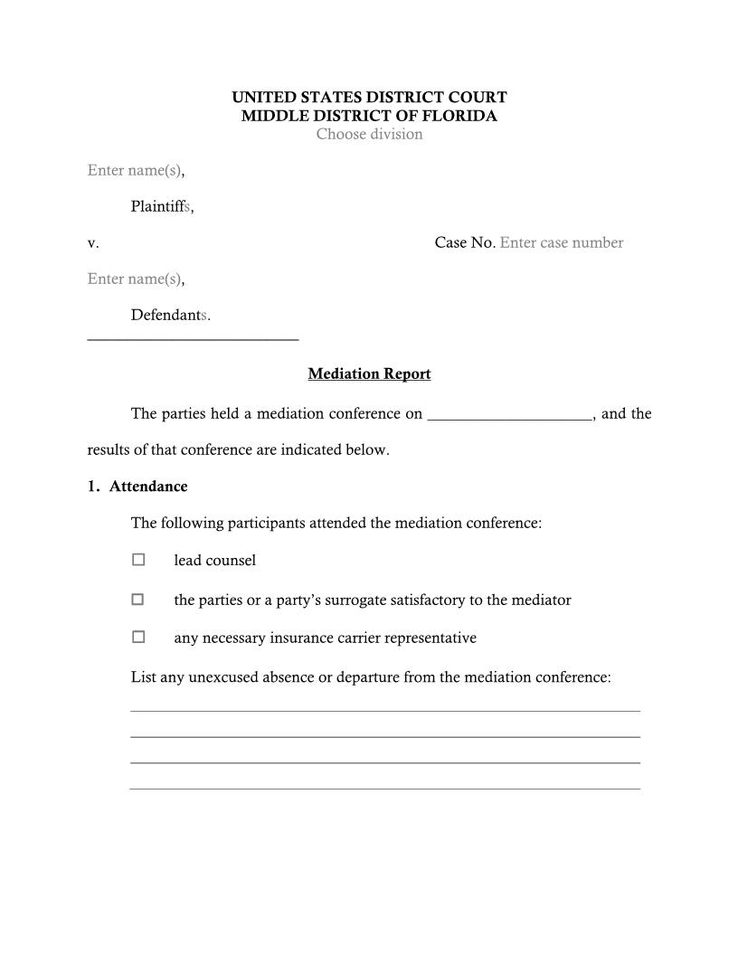 Mediation Report | Pdf Fpdf Doc Docx | Florida