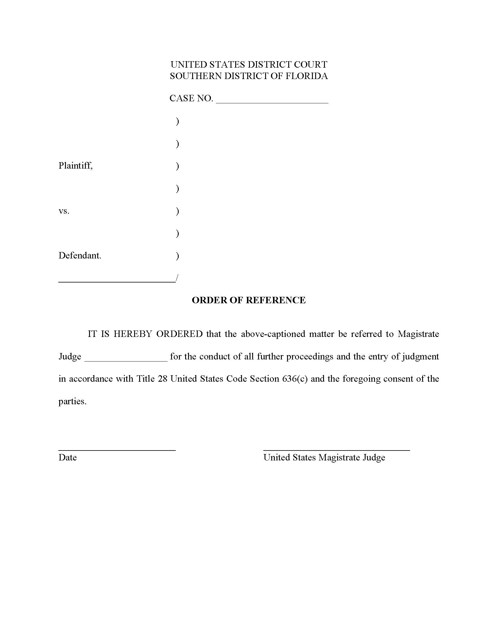 Order Of Reference {FLSD OOR} | Pdf Fpdf Docx | Florida