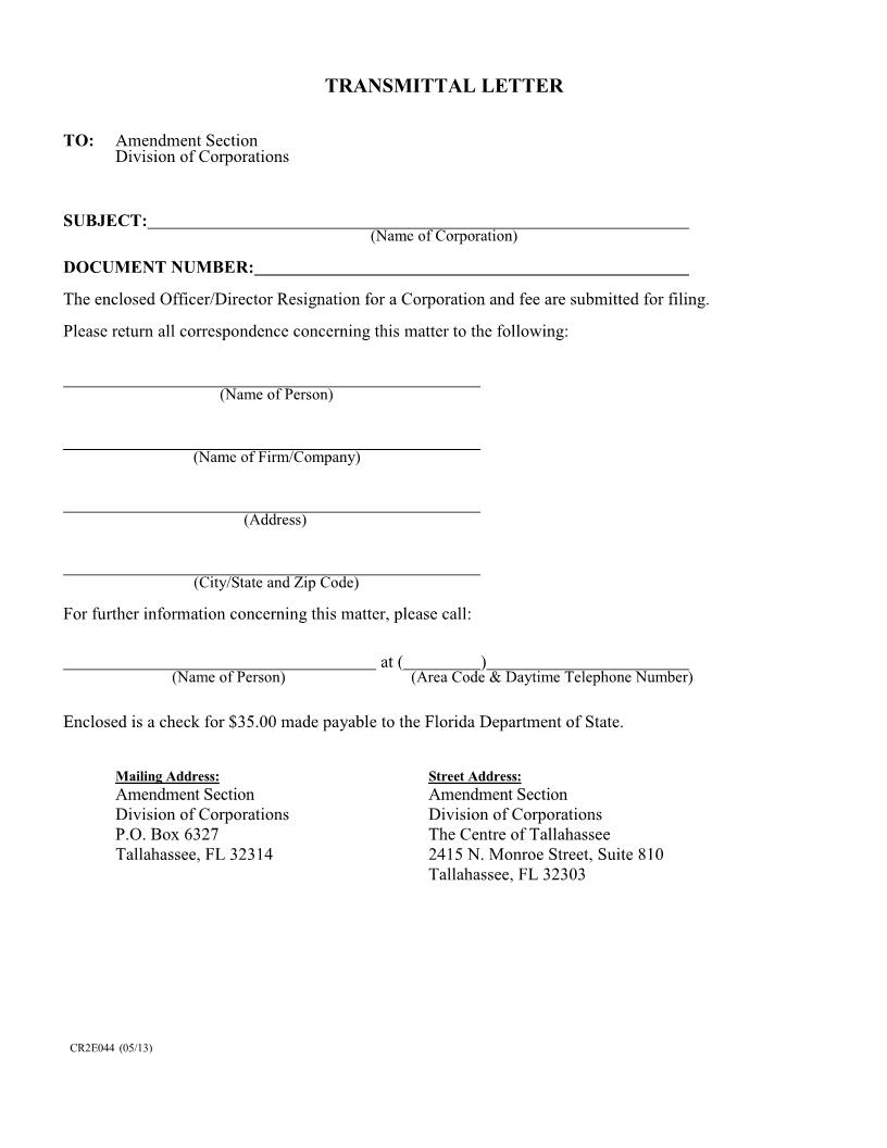 Officer Director Resignation {CR2E044} | Pdf Fpdf Doc Docx | Florida