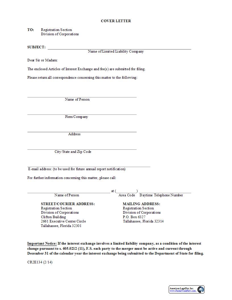 Abandonment Of Articles Of Interest Exchange {CR2E144} | Pdf Fpdf Docx | Florida