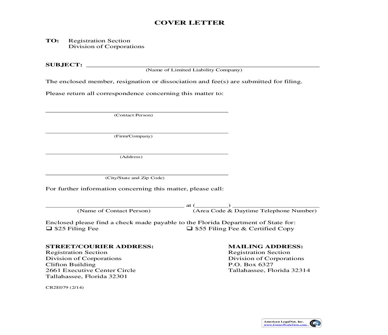 Resignation Of Member Managing Member Or Manager {CR2E079} | Pdf Fpdf Doc Docx | Florida