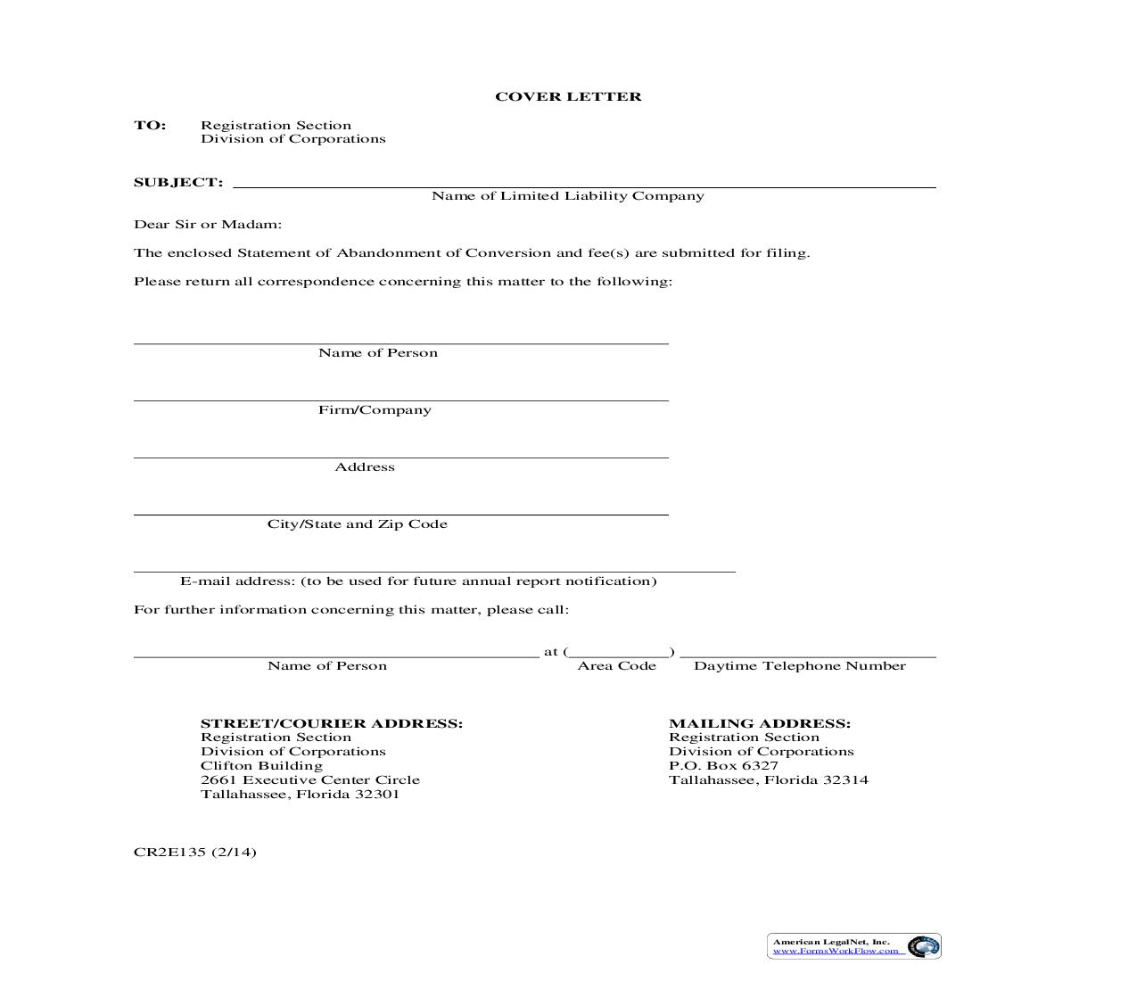 Statement Of Abandonment Of Conversion {CR2E135} | Pdf Fpdf Doc Docx | Florida