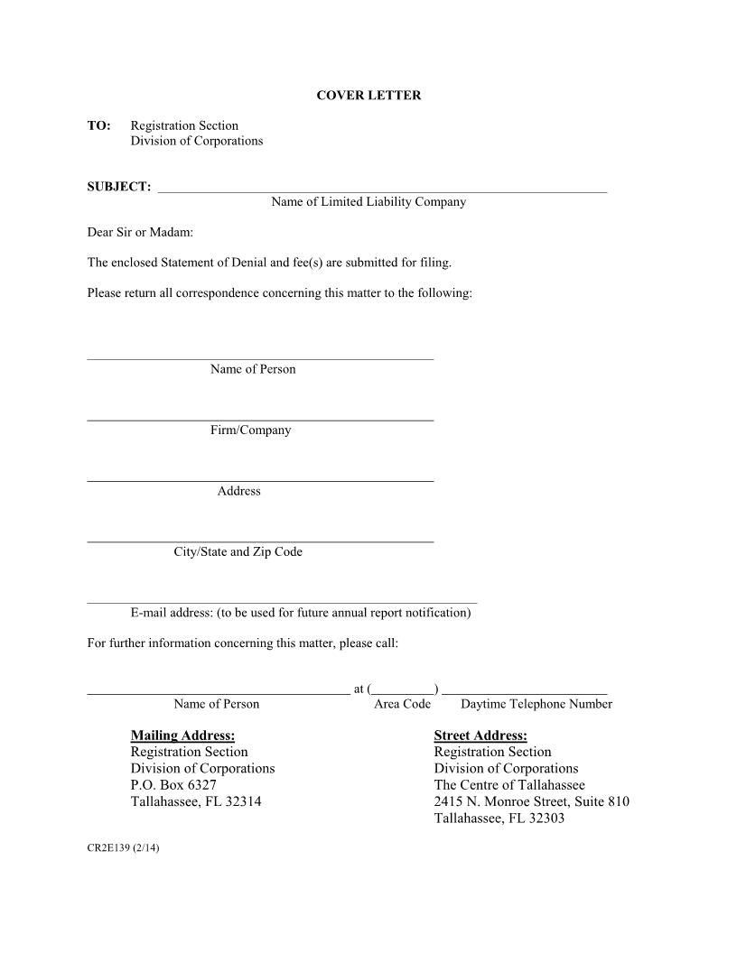 Statement Of Denial {CR2E139} | Pdf Fpdf Doc Docx | Florida