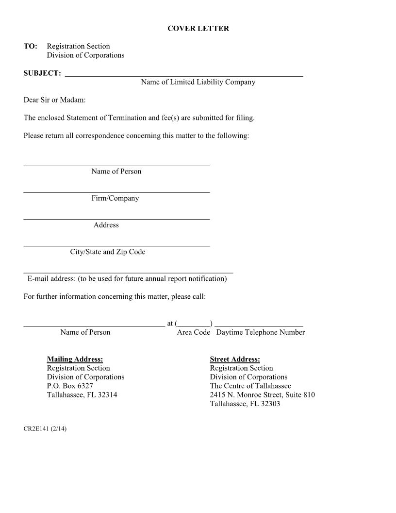 Statement Of Termination {CR2E141} | Pdf Fpdf Doc Docx | Florida